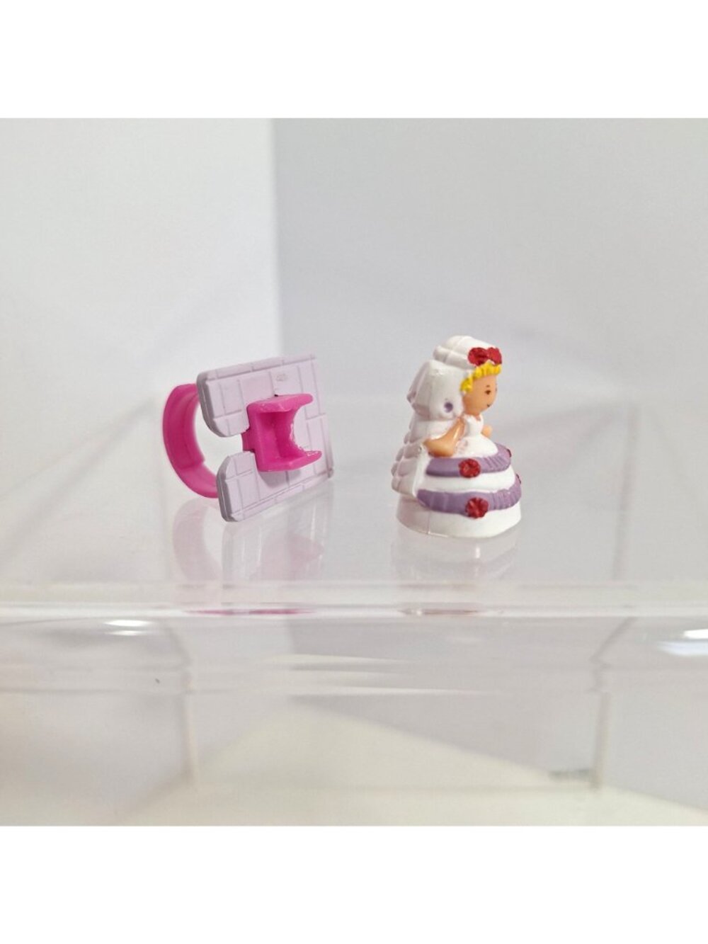 Polly Pocket Plays A Bride Ring Figurine Pink Purple White 1990s 6173 Vintage - Picture 5 of 13